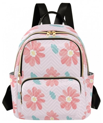 Pink Cute Flowers Fashion Backpack Purse Ladies Fashion Rucksack Travel Shoulder Bag Casual Daily Backpack Small $19.13 Backp...