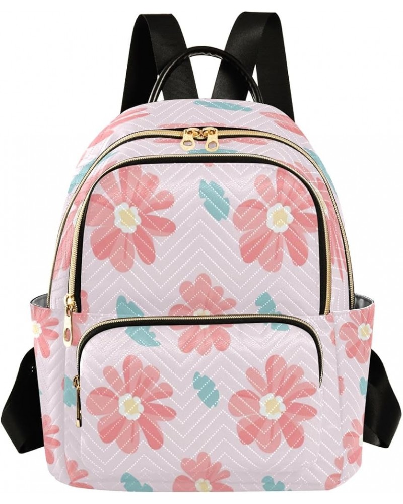 Pink Cute Flowers Fashion Backpack Purse Ladies Fashion Rucksack Travel Shoulder Bag Casual Daily Backpack Small $19.13 Backp...