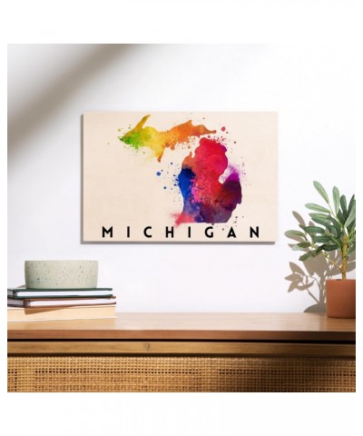 12x18 Inch Premium Wood Sign, Ready to Hang Wall Decor, Michigan, State Abstract Watercolor $29.99 Totes