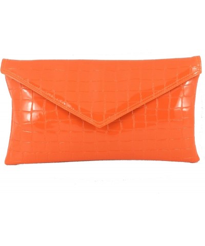 Womens Neat envelope patent croc clutch bag Orange $19.34 Clutches