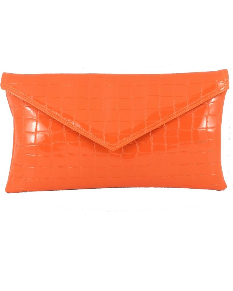 Womens Neat envelope patent croc clutch bag Orange $19.34 Clutches