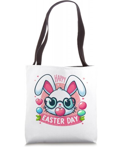 Cute Bunny Heart Glasses Bubblegum for Women Kids Easter Day Tote Bag $13.23 Totes