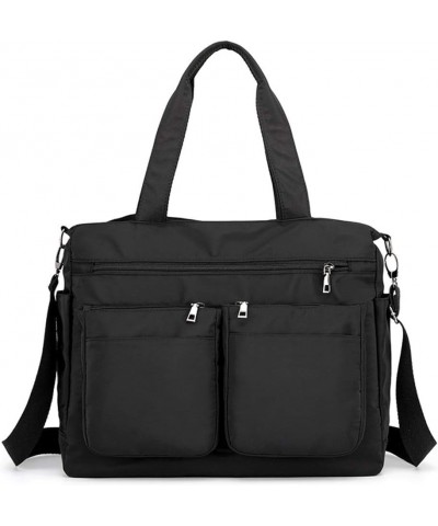 Nylon Tote Handbags Lightweight Tote Shoulder Bag Waterproof Large Tote Travel Bag Black $31.50 Totes