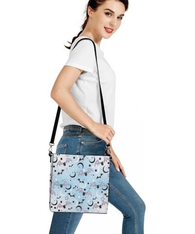 Travel Tote Bags for Women Ladies PU Leather Shoulder Handbags with Pockets Hobo Bucket Bags Crossbody Purse Moon and Bats $2...