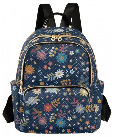 Mini Backpack for Women, Floral Embroidery Travel Backpack Purse for Ladies, Small Bookbag Daypack Shoulder Bag S Multi938 Me...