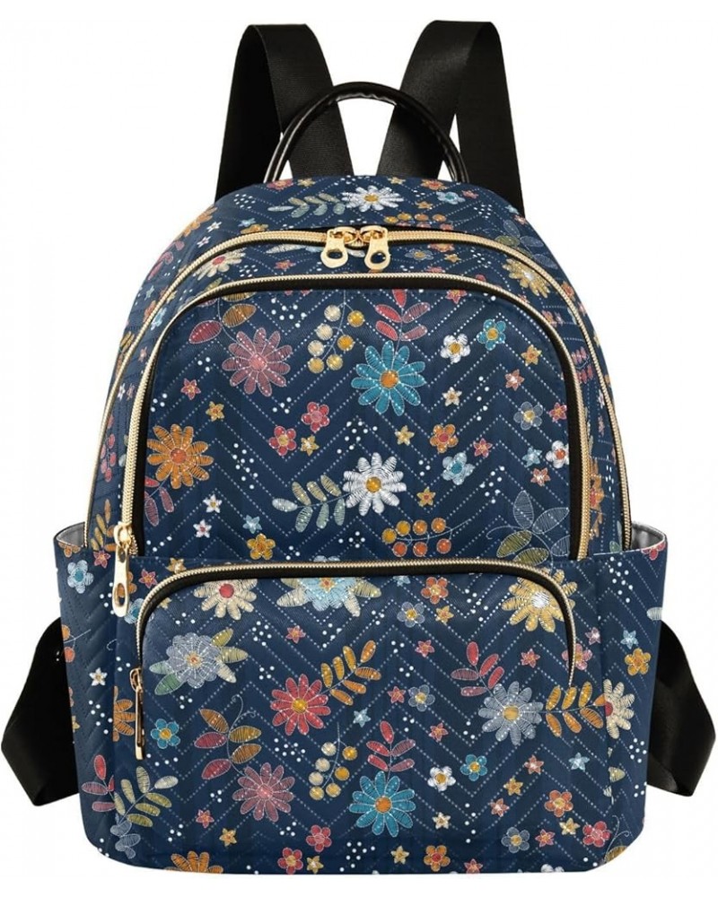 Mini Backpack for Women, Floral Embroidery Travel Backpack Purse for Ladies, Small Bookbag Daypack Shoulder Bag S Multi938 Me...