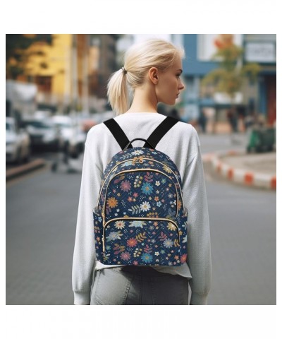 Mini Backpack for Women, Floral Embroidery Travel Backpack Purse for Ladies, Small Bookbag Daypack Shoulder Bag S Multi938 Me...