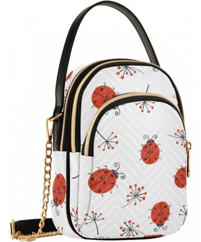 Lady Bugs Seamless Pattern Crossbody Bags for Women Quilted Shoulder Bag Handbag with Chain Strap Hello Spring Trendy Cross B...