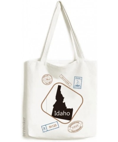 Idaho The United States Of America Map Stamp Shopping Ecofriendly Storage Canvas Tote Bag $17.35 Totes