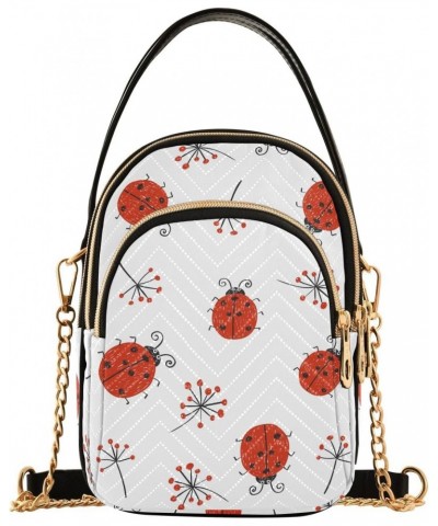 Lady Bugs Seamless Pattern Crossbody Bags for Women Quilted Shoulder Bag Handbag with Chain Strap Hello Spring Trendy Cross B...