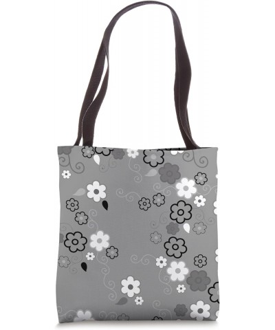 Black and White Floral Design on a Gray Tote Bag $11.50 Totes