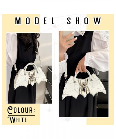 Women Novelty Bat Spider Web Devil Tote Shoulder Bag Fashion Halloween Treat or Trick Handbags for Girls White $10.07 Shoulde...