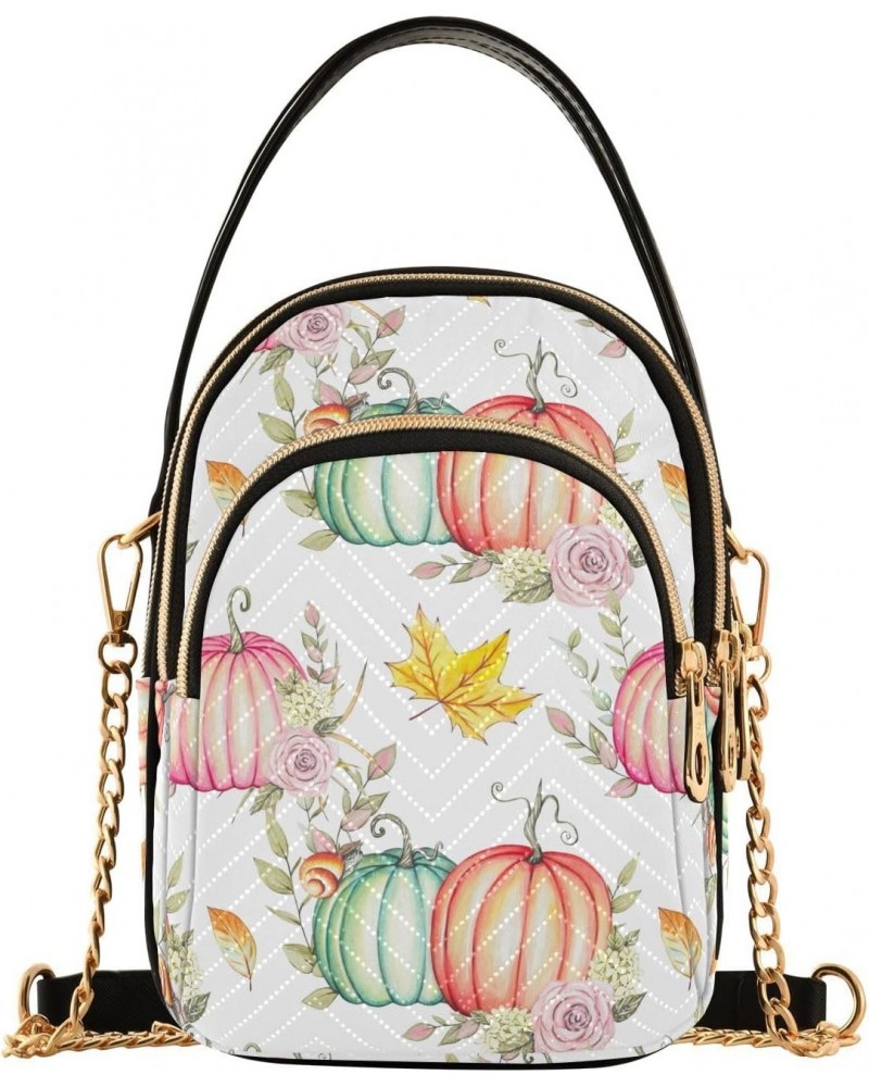 Fall Thanksgiving Pumpkin Pink Crossbody Bags for Women Small Chain Shoulder Bag Purse Hand Bag for Works Travel Gifts $15.19...