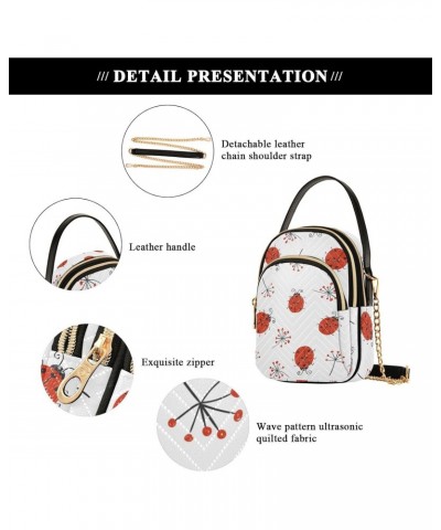 Lady Bugs Seamless Pattern Crossbody Bags for Women Quilted Shoulder Bag Handbag with Chain Strap Hello Spring Trendy Cross B...