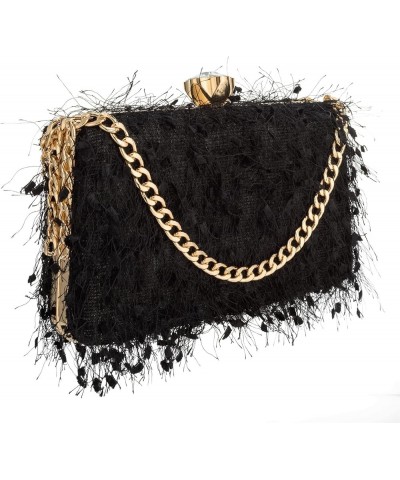 Clutch Purse for Women Cute Fluffy Evening Handbags Shoulder Bag for Wedding Party Banquet Silver $12.31 Evening Bags