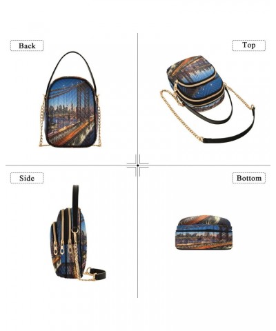 Chain Crossbody Bags for Women New York City Night View Quilted Shoulder Crossbody Handbags Travel Cross Body Cell Phone Purs...