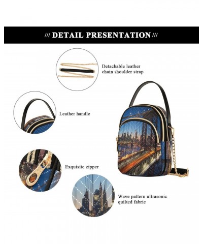 Chain Crossbody Bags for Women New York City Night View Quilted Shoulder Crossbody Handbags Travel Cross Body Cell Phone Purs...