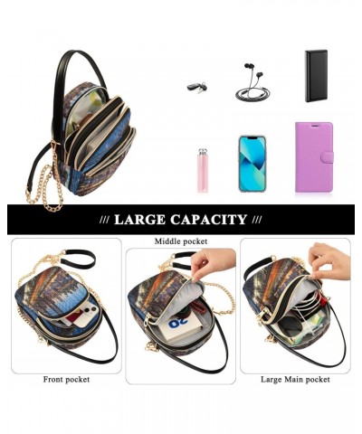 Chain Crossbody Bags for Women New York City Night View Quilted Shoulder Crossbody Handbags Travel Cross Body Cell Phone Purs...