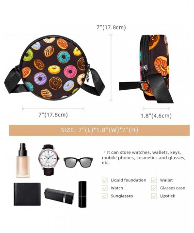 Sprinkles And Chocolate Donuts Crossbody Bag for Women Teen Girls Round Canvas Shoulder Bag Purse Tote Handbag Bag $12.59 Totes