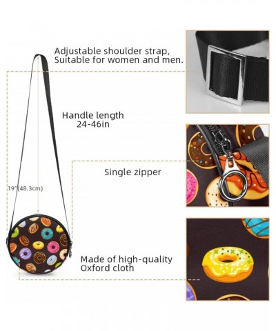 Sprinkles And Chocolate Donuts Crossbody Bag for Women Teen Girls Round Canvas Shoulder Bag Purse Tote Handbag Bag $12.59 Totes