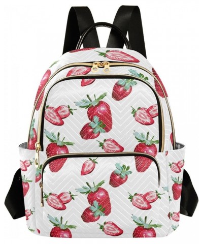 Strawberries Pattern Backpack Purse for Women Anti Theft Backpack Small Travel Backpack Shoulder Bag Small(11.41'' x 6.1'' x ...