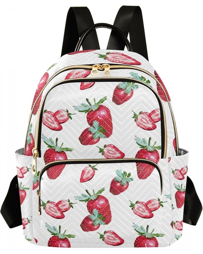 Strawberries Pattern Backpack Purse for Women Anti Theft Backpack Small Travel Backpack Shoulder Bag Small(11.41'' x 6.1'' x ...