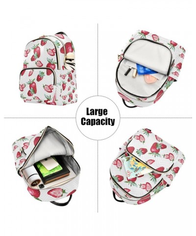 Strawberries Pattern Backpack Purse for Women Anti Theft Backpack Small Travel Backpack Shoulder Bag Small(11.41'' x 6.1'' x ...