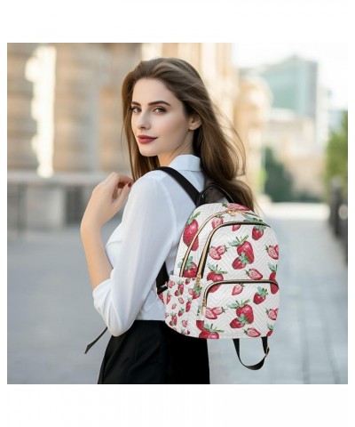 Strawberries Pattern Backpack Purse for Women Anti Theft Backpack Small Travel Backpack Shoulder Bag Small(11.41'' x 6.1'' x ...