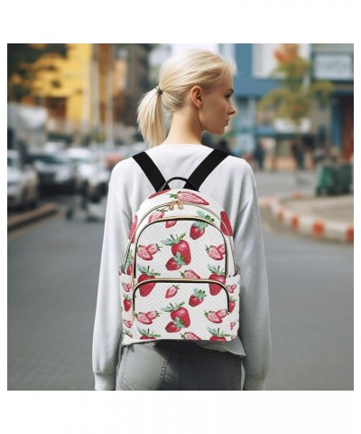 Strawberries Pattern Backpack Purse for Women Anti Theft Backpack Small Travel Backpack Shoulder Bag Small(11.41'' x 6.1'' x ...