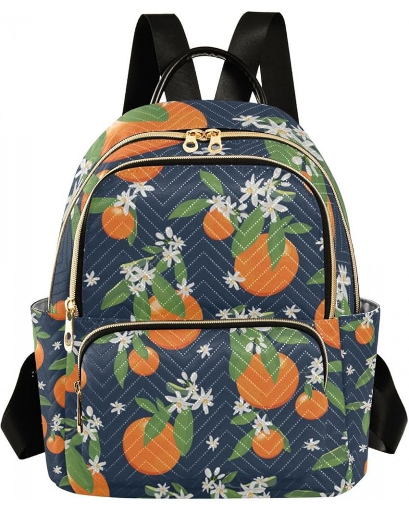 Women Backpack Orange Fruit Flower Anti-Theft Travel Backpack with Luggage Belt Lightweight Handbag Lady Purse Roomy Double Z...