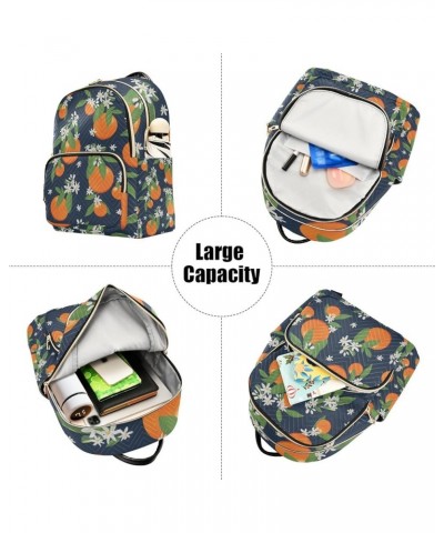 Women Backpack Orange Fruit Flower Anti-Theft Travel Backpack with Luggage Belt Lightweight Handbag Lady Purse Roomy Double Z...