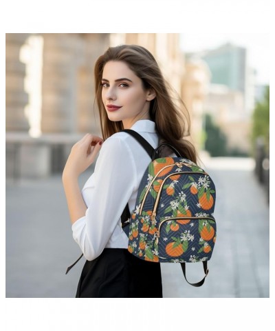 Women Backpack Orange Fruit Flower Anti-Theft Travel Backpack with Luggage Belt Lightweight Handbag Lady Purse Roomy Double Z...