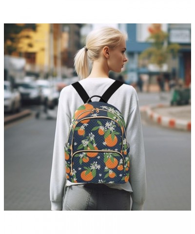 Women Backpack Orange Fruit Flower Anti-Theft Travel Backpack with Luggage Belt Lightweight Handbag Lady Purse Roomy Double Z...