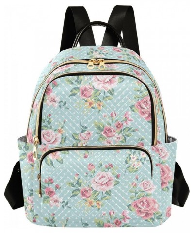 Teal Flower Backpack Purse for Women Small Mini Women's Fashion Backpack with Strap Handbag Lady Purse,M Medium $20.99 Backpacks