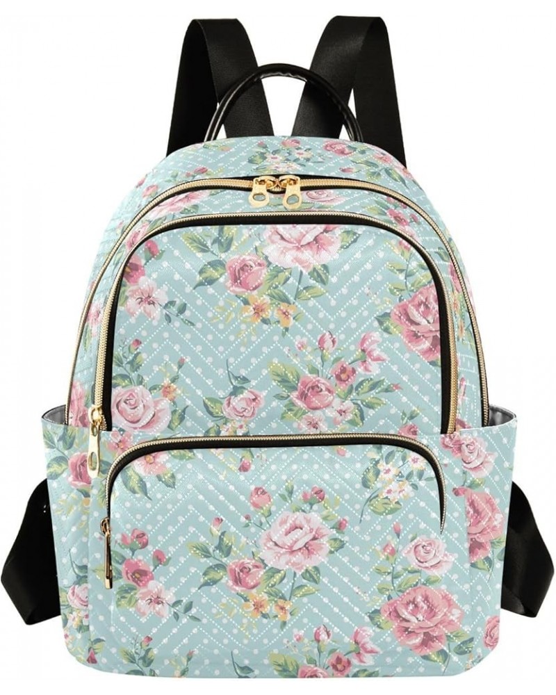 Teal Flower Backpack Purse for Women Small Mini Women's Fashion Backpack with Strap Handbag Lady Purse,M Medium $20.99 Backpacks