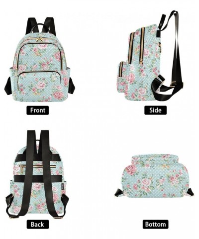 Teal Flower Backpack Purse for Women Small Mini Women's Fashion Backpack with Strap Handbag Lady Purse,M Medium $20.99 Backpacks