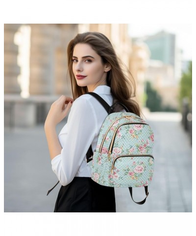 Teal Flower Backpack Purse for Women Small Mini Women's Fashion Backpack with Strap Handbag Lady Purse,M Medium $20.99 Backpacks