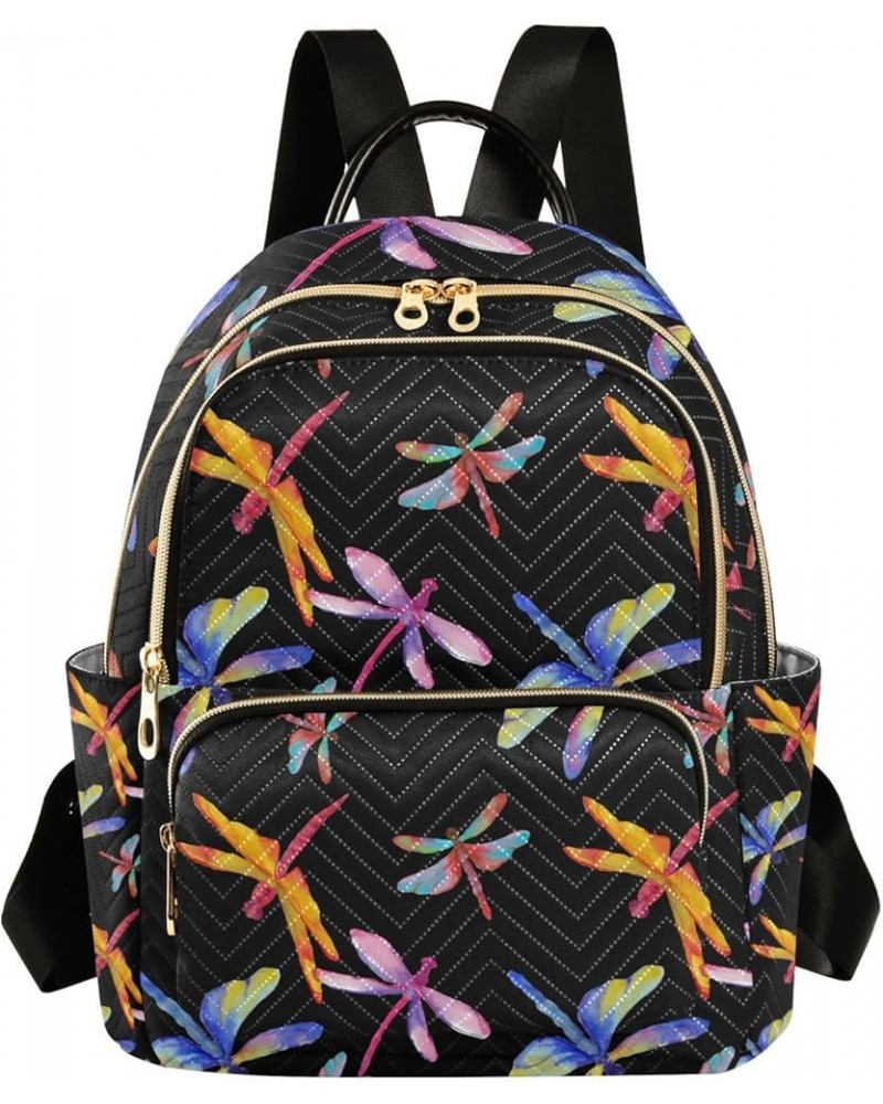 Women Backpack Watercolor Rainbow Dragonfly Anti-Theft Travel Backpack with Luggage Belt Lightweight Handbag Lady Purse Roomy...