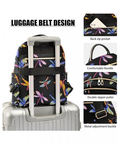 Women Backpack Watercolor Rainbow Dragonfly Anti-Theft Travel Backpack with Luggage Belt Lightweight Handbag Lady Purse Roomy...