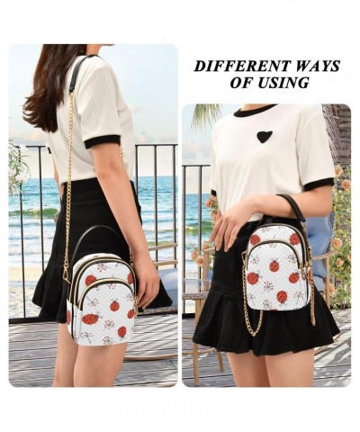 Lady Bugs Seamless Pattern Crossbody Bags for Women Quilted Shoulder Bag Handbag with Chain Strap Hello Spring Trendy Cross B...