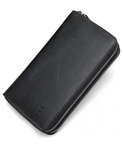 Men's Wallet Leather Wallet Men's Long Wallet Suede Leather Multi-Card Wallet Portable Leather Bag for Gift (Color : Black) B...