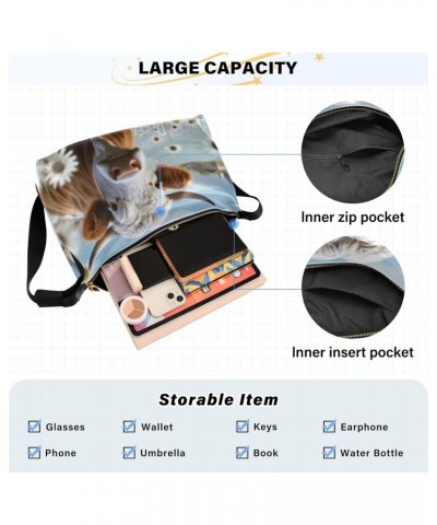 Cow Floral Shoulder Bag,Large Purses for Women,Made of PU Leather Handbags Hobo Bag Waterproof with Pockets Zipper for Unisex...