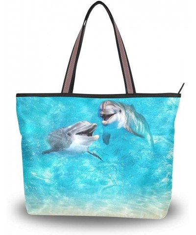 Green Marble Abstract Women Fashion Handbags Wallet Tote Bag Shoulder Bag Tote Top Handle Underwater World Dolphins $12.88 Totes