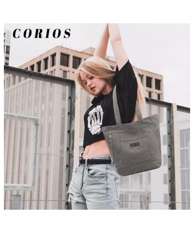 Canvas Shoulder Bag Large Capacity Handbag Fashion Top Handle Bag for Women/Girl Casual Underarm Bag Tote Bag Grey $16.76 Sho...