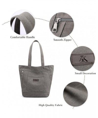 Canvas Shoulder Bag Large Capacity Handbag Fashion Top Handle Bag for Women/Girl Casual Underarm Bag Tote Bag Grey $16.76 Sho...