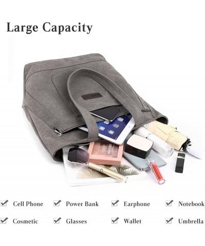 Canvas Shoulder Bag Large Capacity Handbag Fashion Top Handle Bag for Women/Girl Casual Underarm Bag Tote Bag Grey $16.76 Sho...