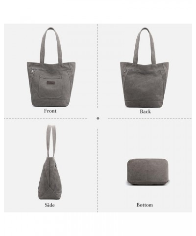 Canvas Shoulder Bag Large Capacity Handbag Fashion Top Handle Bag for Women/Girl Casual Underarm Bag Tote Bag Grey $16.76 Sho...