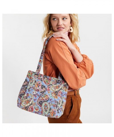 Women's Cotton Multi-Compartment Shoulder Satchel Purse Provence Paisley $39.72 Satchels