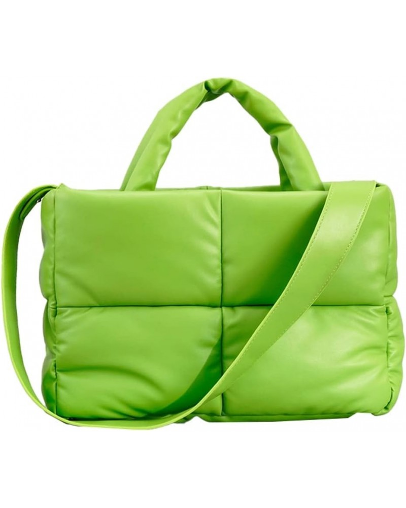 Hobo Bags for Women Soft Puffer Down Padding Shoulder Bags Top-Handle Bags Square Solid Tote Handbags Green $36.97 Totes