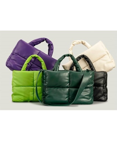 Hobo Bags for Women Soft Puffer Down Padding Shoulder Bags Top-Handle Bags Square Solid Tote Handbags Green $36.97 Totes